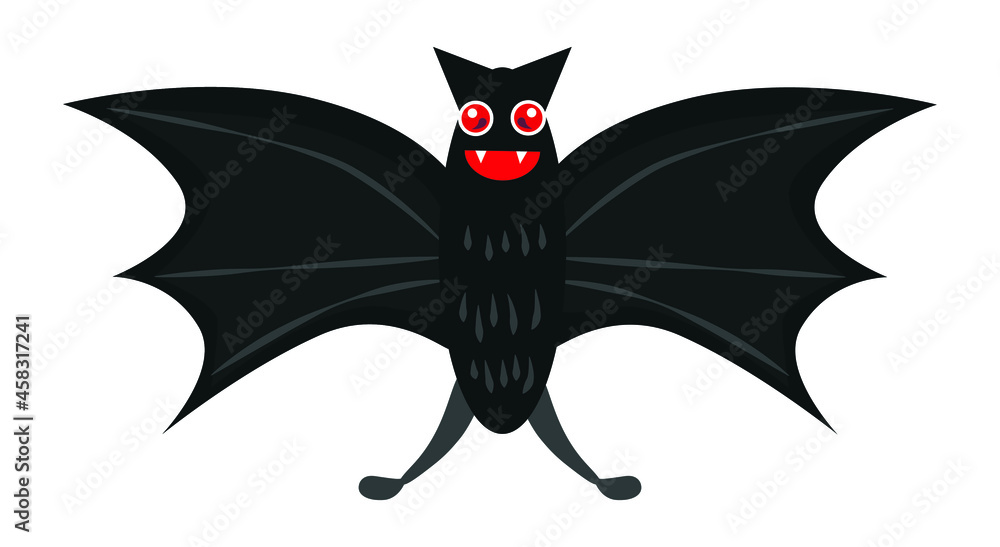 Funny character a bat with a crunchy smile, a Halloween symbol Funny character a bat with a crunchy smile, a Halloween symbol