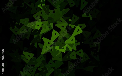 Dark Green vector template with crystals  triangles.