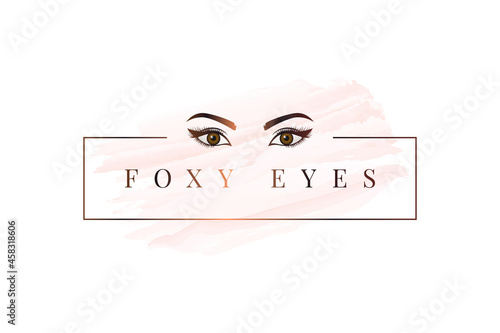 Foxy eyes logo. Rose gold eyes logo on white