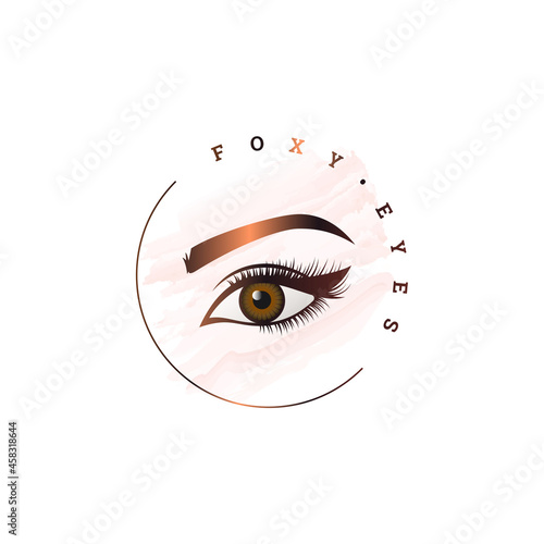Foxy eye round logo. Makeup logo circle on white