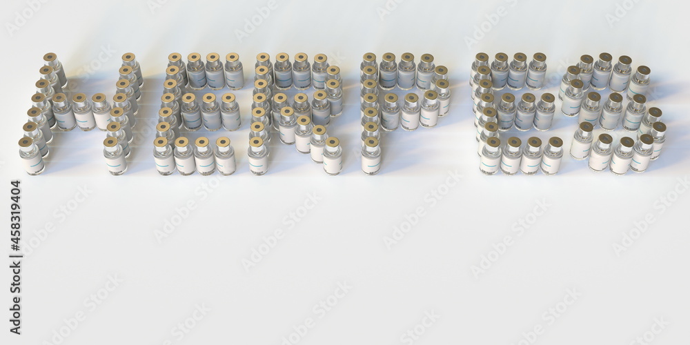 Medical vials form HERPES text, 3D rendering Medical vials form HERPES text, 3D rendering