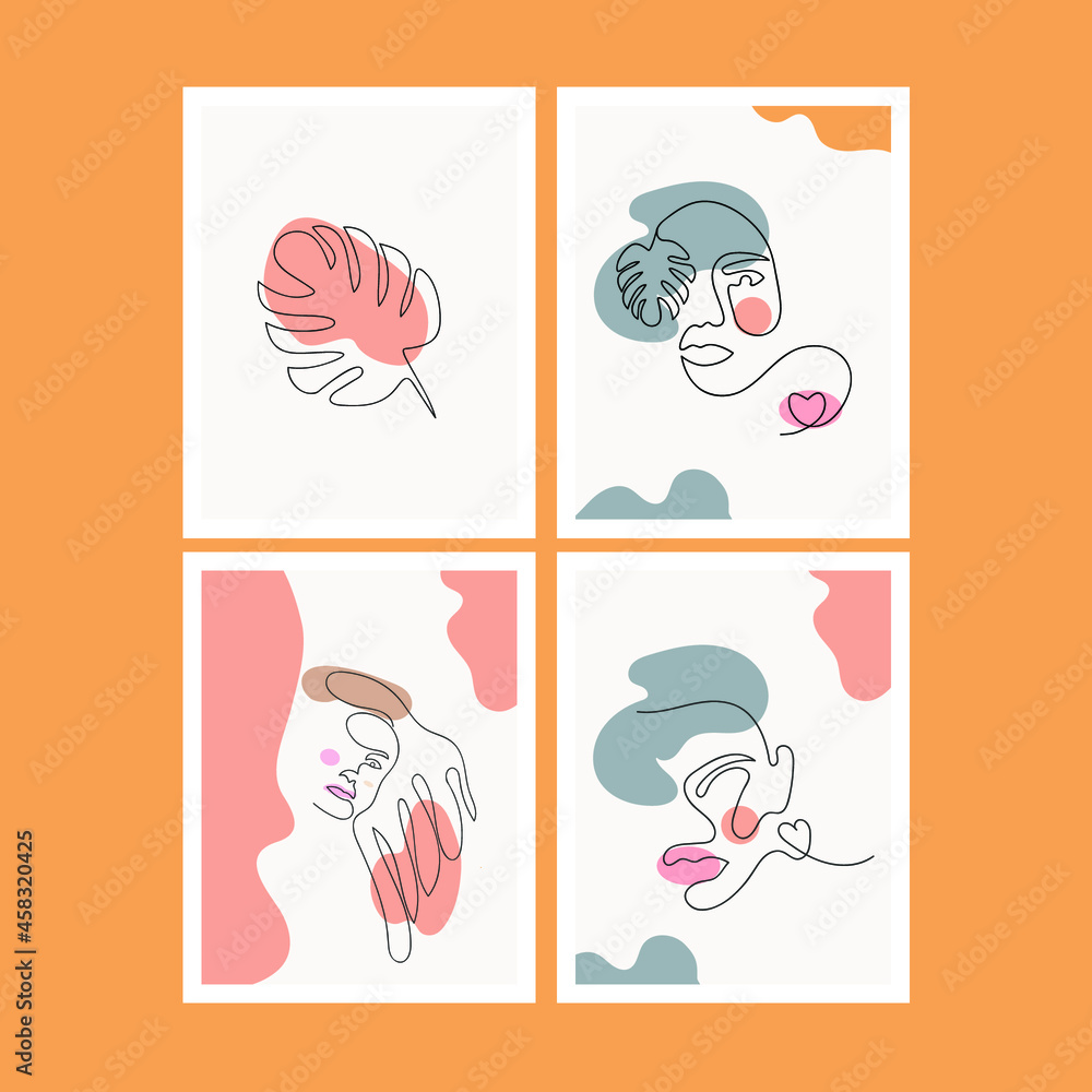 Woman face Abstract one line drawing poster Woman face Abstract one line drawing poster