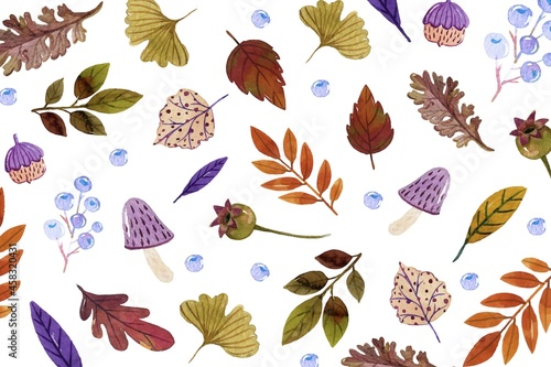 watercolor autumn leaves background vector design illustration © Pikisuperstar