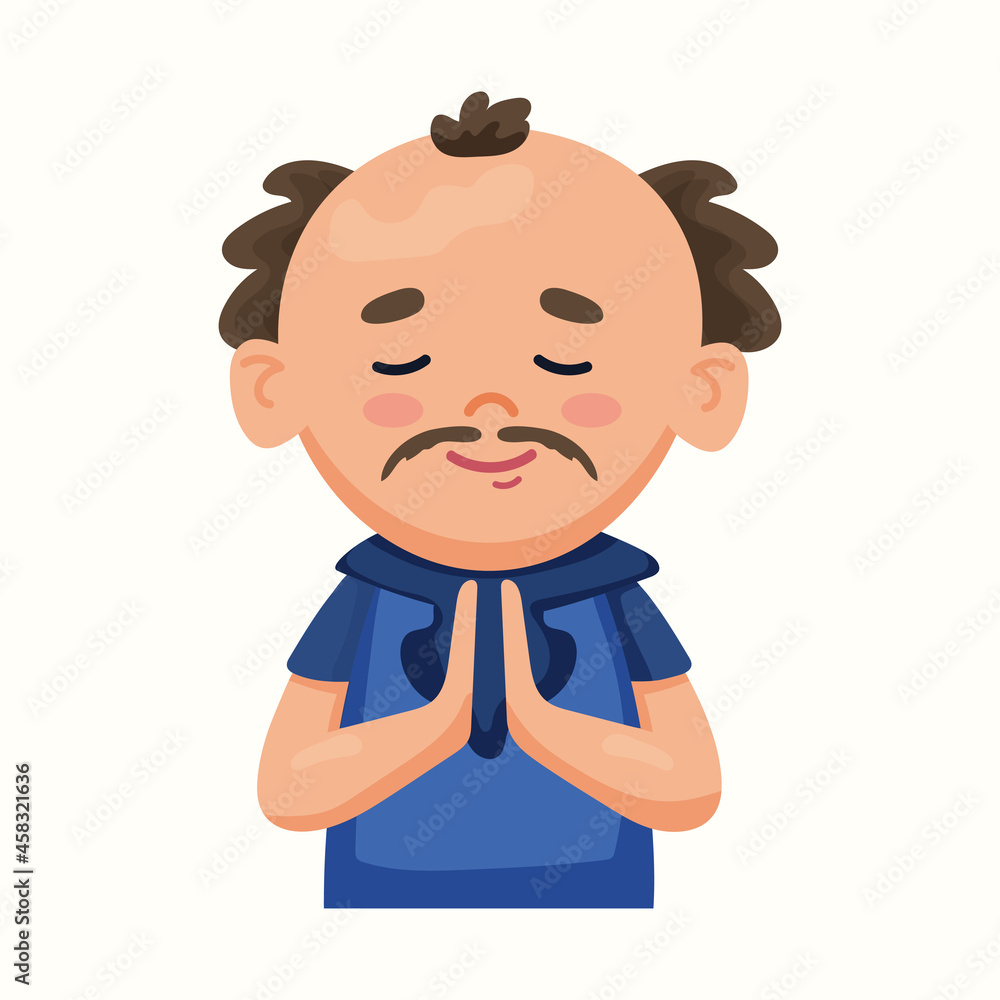 A man wants something. The man is praying. Vector illustration in flat style