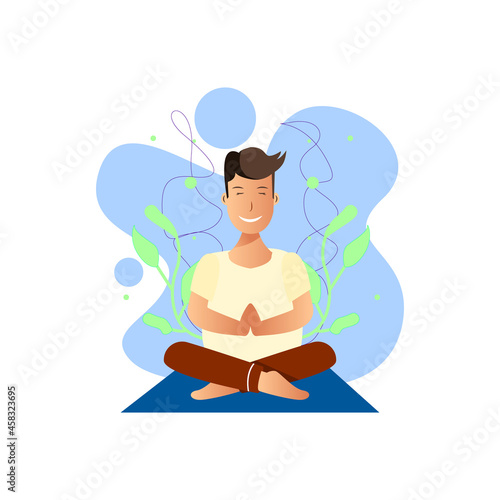 Illustration design yoga meditation man