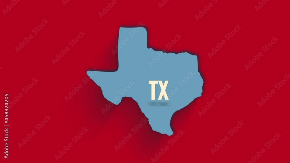 3d animated map showing the state of Texas from the United State of America. USA. 3d Texas state with shadow on red background 3d animated map showing the state of Texas from the United State of America. USA. 3d Texas state with shadow on red background