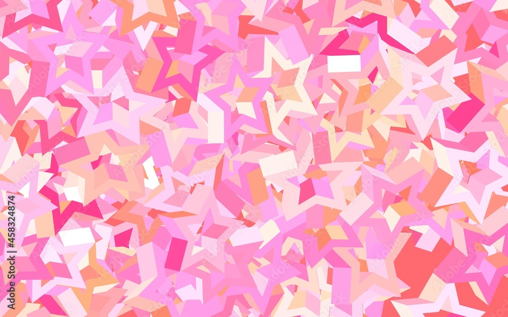 Light Pink, Yellow vector backdrop with small and big stars. Light Pink, Yellow vector backdrop with small and big stars.