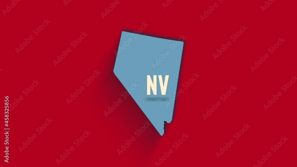 3d animated map showing the state of Nevada from the United State of America. USA. 3d Nevada state with shadow on red background 3d animated map showing the state of Nevada from the United State of America. USA. 3d Nevada state with shadow on red background