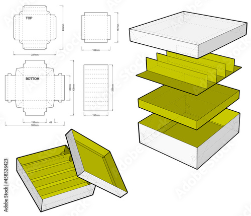 Chocolate Box and Die-cut Pattern. The .eps file is full scale and fully functional. Prepared for real cardboard production.