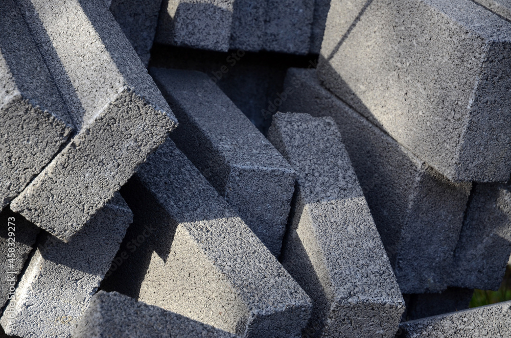 Full Frame Shot Of Pile Of Concrete Building Blocks