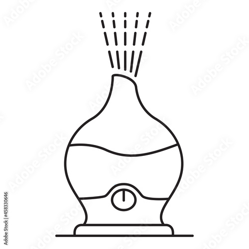 Icon humidifier .Air diffuser. Isolated on white background.Purifier microclimate.  Outline vector illustration.