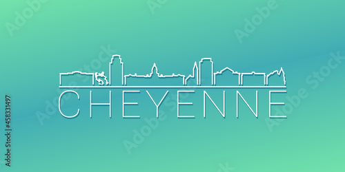 Cheyenne, WY, USA Skyline Linear Design. Flat City Illustration Minimal Clip Art. Background Gradient Travel Vector Icon. photo
