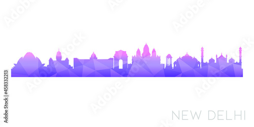New Delhi, Delhi, India Low Poly Skyline Clip Art City Design. Geometric Polygon Graphic Horizon Icon. Vector Illustration Symbol.