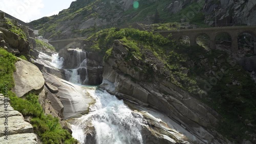 Devil's Bridge. Schollenen Gorge, upper Reuss, canton of Uri between Goschenen and Andermatt. Switzerland.