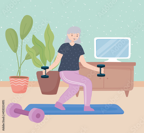 grandma making exercises