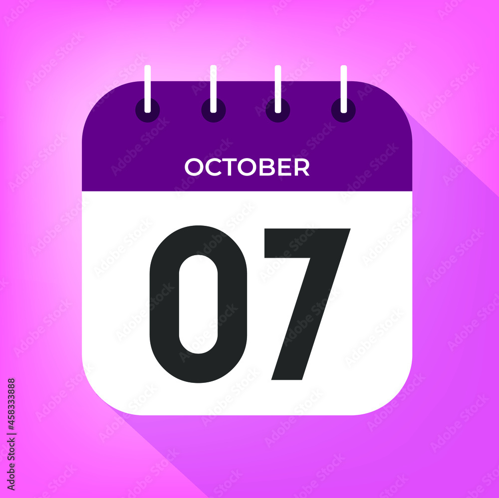 October day 7. Number seven on a white paper with purple color border on a pink background vector. October day 7. Number seven on a white paper with purple color border on a pink background vector.