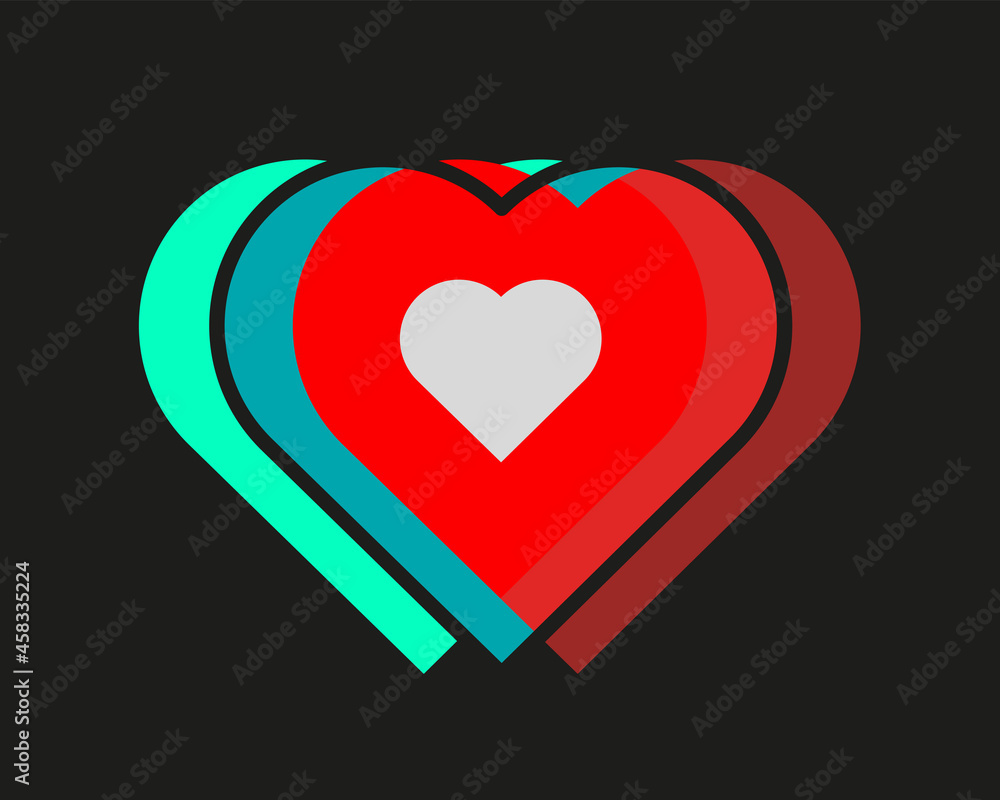 Heartbeat logo on a black background. Hearts of different colors are combined. 