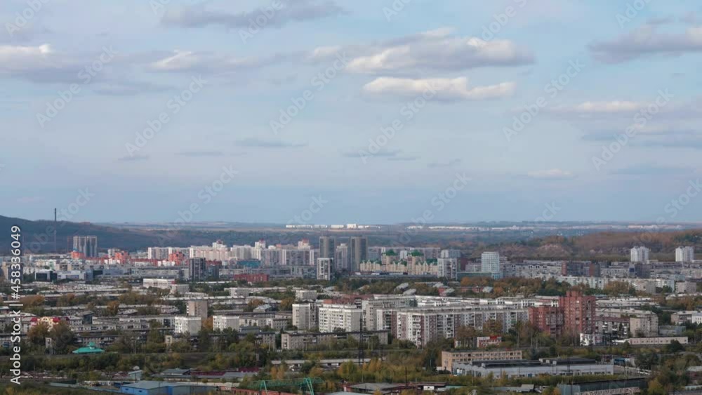Timelapse shooting of the city. A small provincial town in Siberia. Autumn urban landscape. Timelapse shooting of the city. A small provincial town in Siberia. Autumn urban landscape.