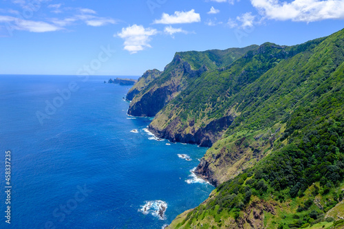 Coastline view in Madeira. Mountains near Atlantic ocean