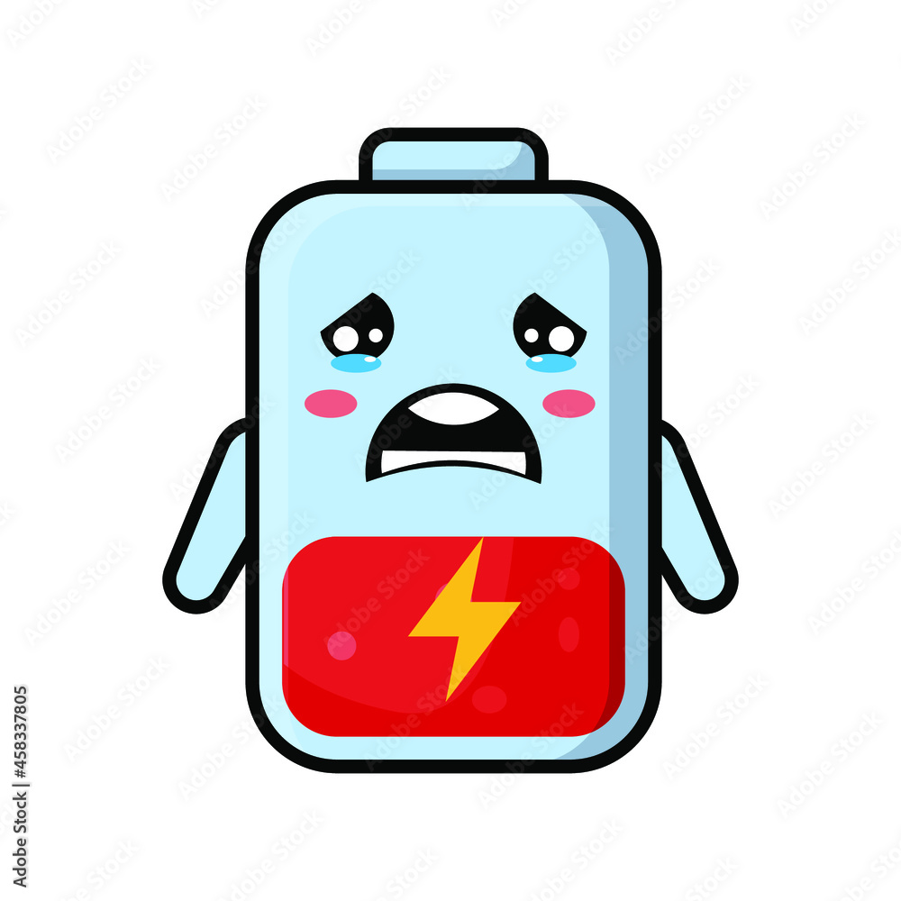 cute battery low cartoon illustration vector graphic cute battery low cartoon illustration vector graphic