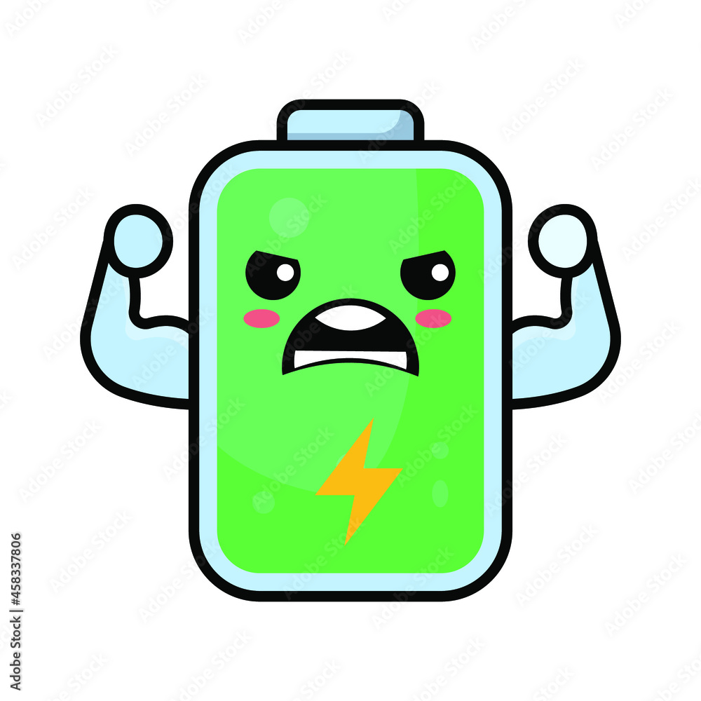 cute battery full cartoon illustration vector graphic cute battery full cartoon illustration vector graphic