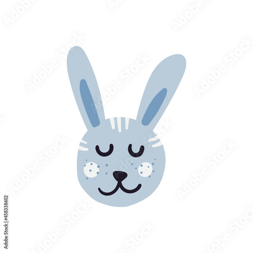 Cute rabbit card. Print for t shirt, isolated on white. Happy bunny vector illustration. 