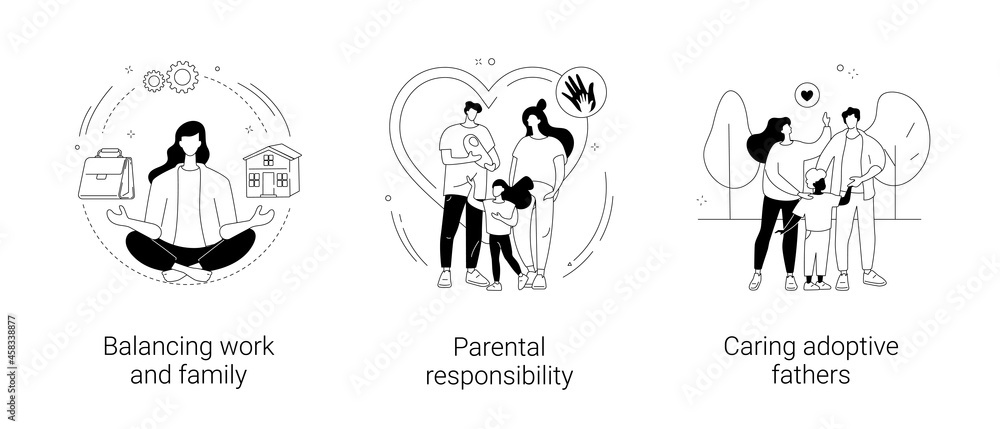 Happy family abstract concept vector illustrations.