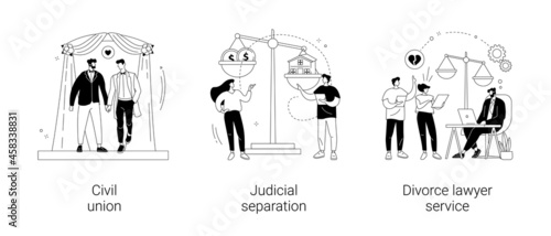Family law abstract concept vector illustrations.