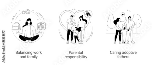 Happy family abstract concept vector illustrations.