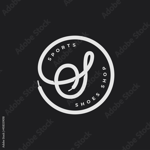 Letter S logo. Sports shoes shop laces sneakers