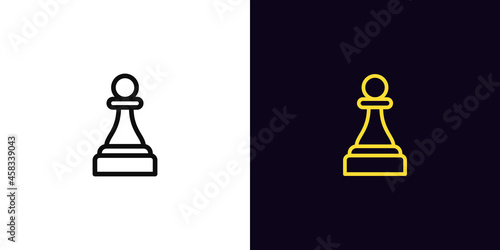 Outline chessman pawn icon, with editable stroke. Linear pawn sign, chess piece pictogram