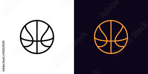 Outline basket ball icon, with editable stroke. Linear basketball sign, ball pictogram