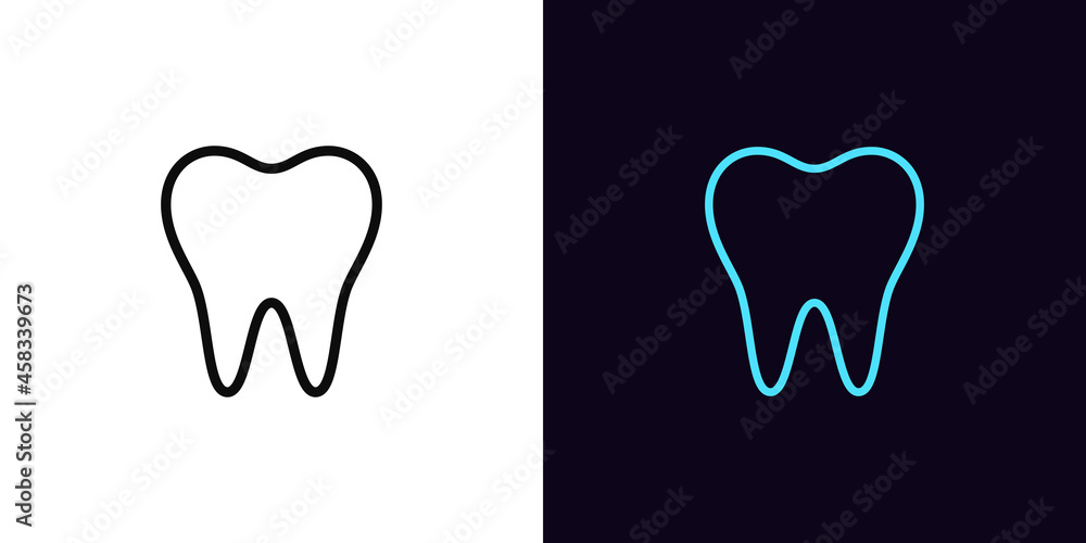 Outline tooth icon, with editable stroke. Linear tooth sign, dentist pictogram Outline tooth icon, with editable stroke. Linear tooth sign, dentist pictogram
