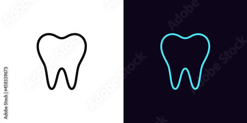 Outline tooth icon, with editable stroke. Linear tooth sign, dentist pictogram