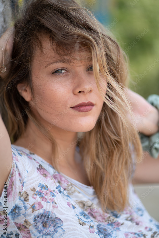 Natural Looking Young Beautiful Woman with Hazel eyes posing in abandoned building, no post editing Natural Looking Young Beautiful Woman with Hazel eyes posing in abandoned building, no post editing