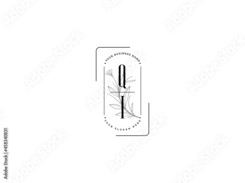 Initial QI logo, feminine q i q i logo letter vector icon for business