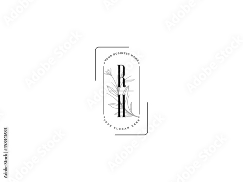 Initial RH logo, feminine r h r h logo letter vector icon for business