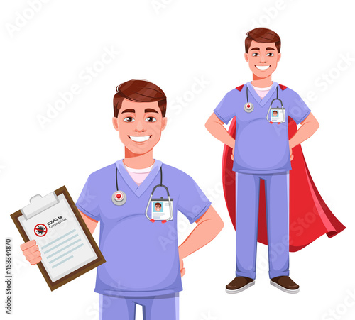 Handsome doctor in professional uniform