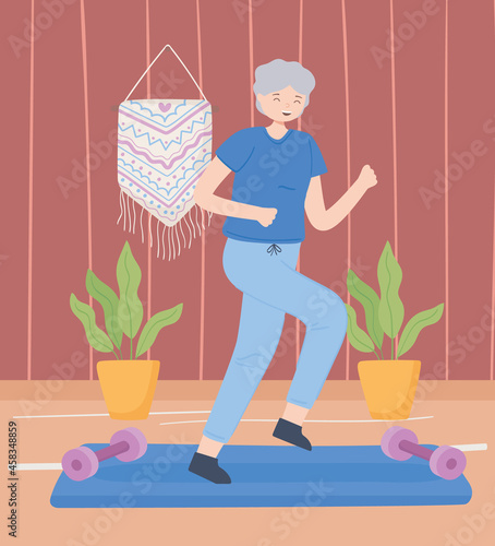 happy old woman fitness