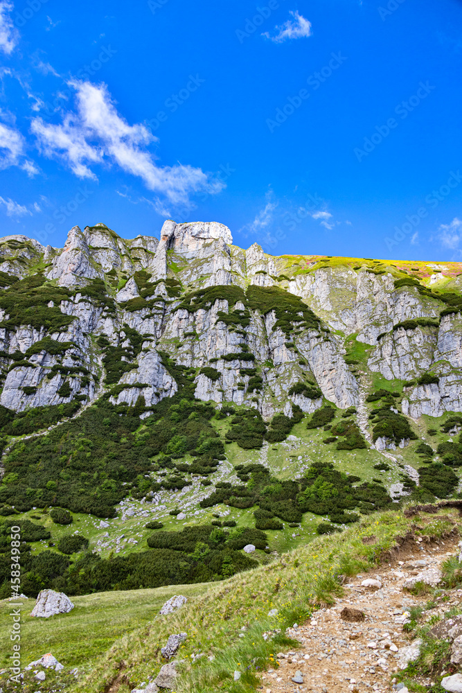 Trail in the Bucegi mountains in Romania