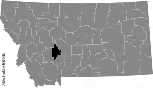 Black highlighted location map of the Broadwater County inside gray map of the Federal State of Montana, USA photo
