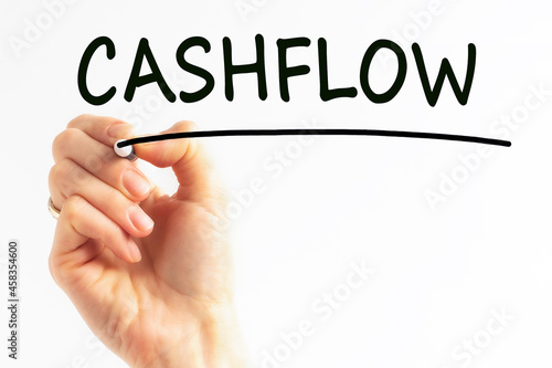 hand writing inscription cashflow with marker, concept, stock image photo