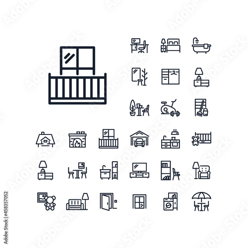 Balcony line icon in set on the white background. High quality outline symbol for web design or mobile app.