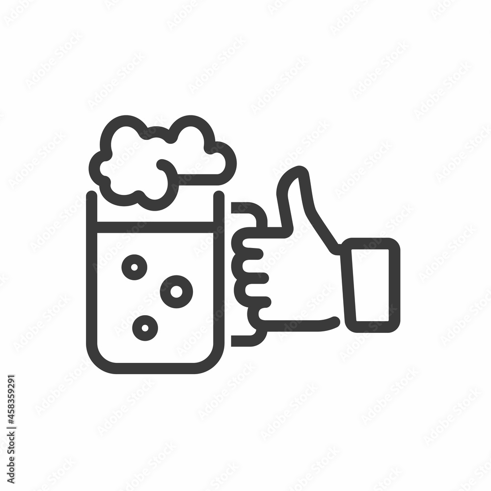 Hand holding a glass of beer, icon, vector. Hand holding a glass of beer, icon, vector.