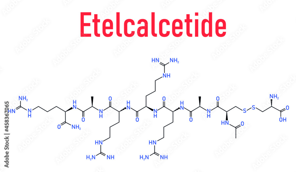 Etelcalcetide drug molecule. Skeletal formula.