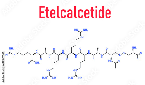 Etelcalcetide drug molecule. Skeletal formula.