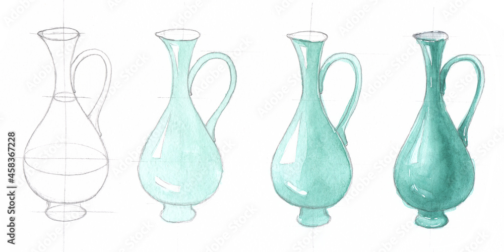 stages of drawing a decanter Stock Illustration Adobe Stock