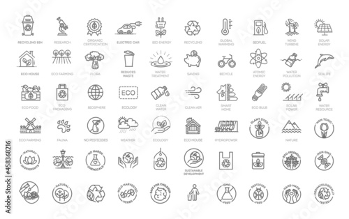 Ecology and green energy, thin line web icon set. Outline icons collection.