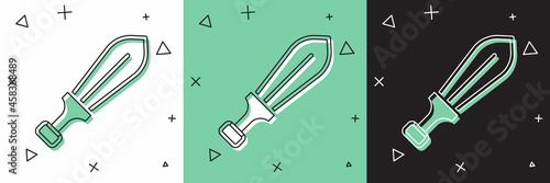 Set Sword toy icon isolated on white and green, black background. Vector