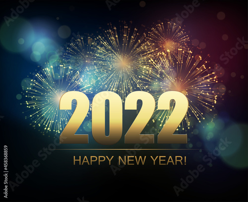 Valokuvatapetti 2022 New Year Abstract background with fireworks. Vector